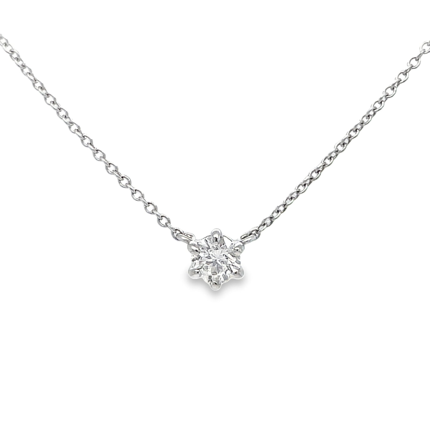 Small Solitaire Diamond Necklace Front view 