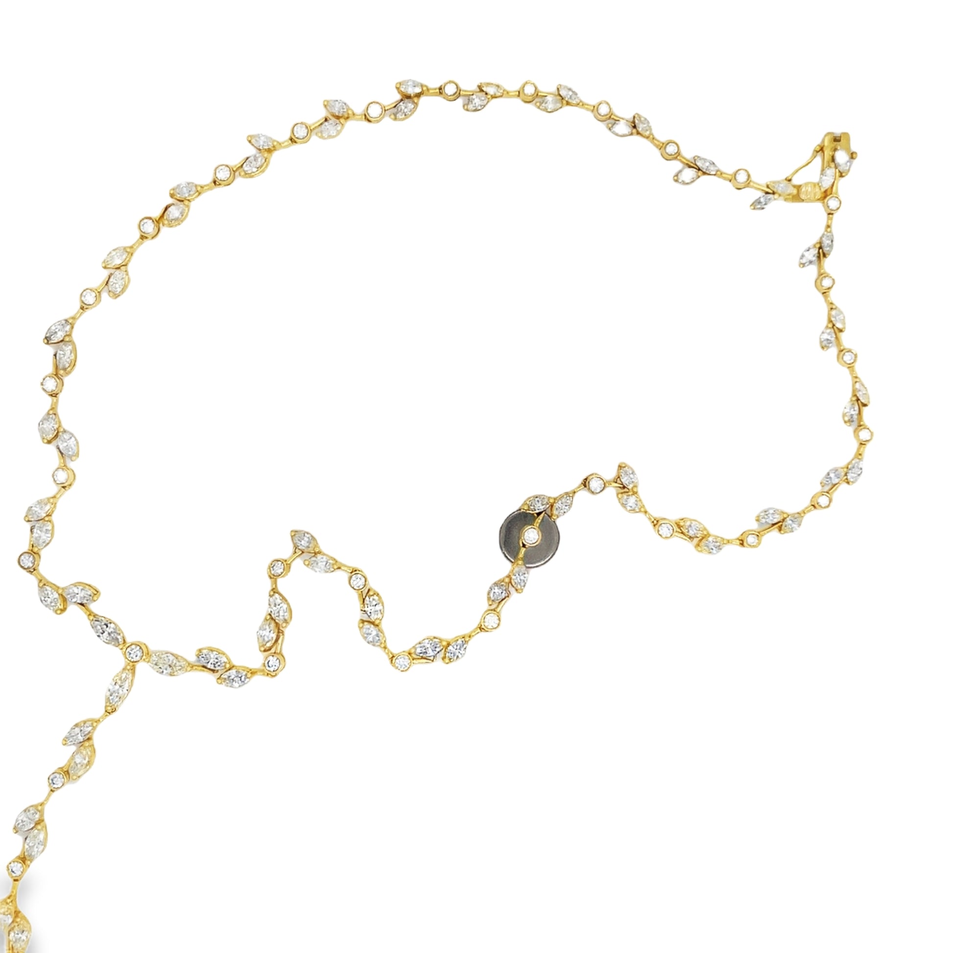 Top view of 18k Stunning Yellow Diamond Leaf Necklace