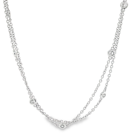 1.68 cts Diamonds By the Yard Double Chain Necklace Front view 