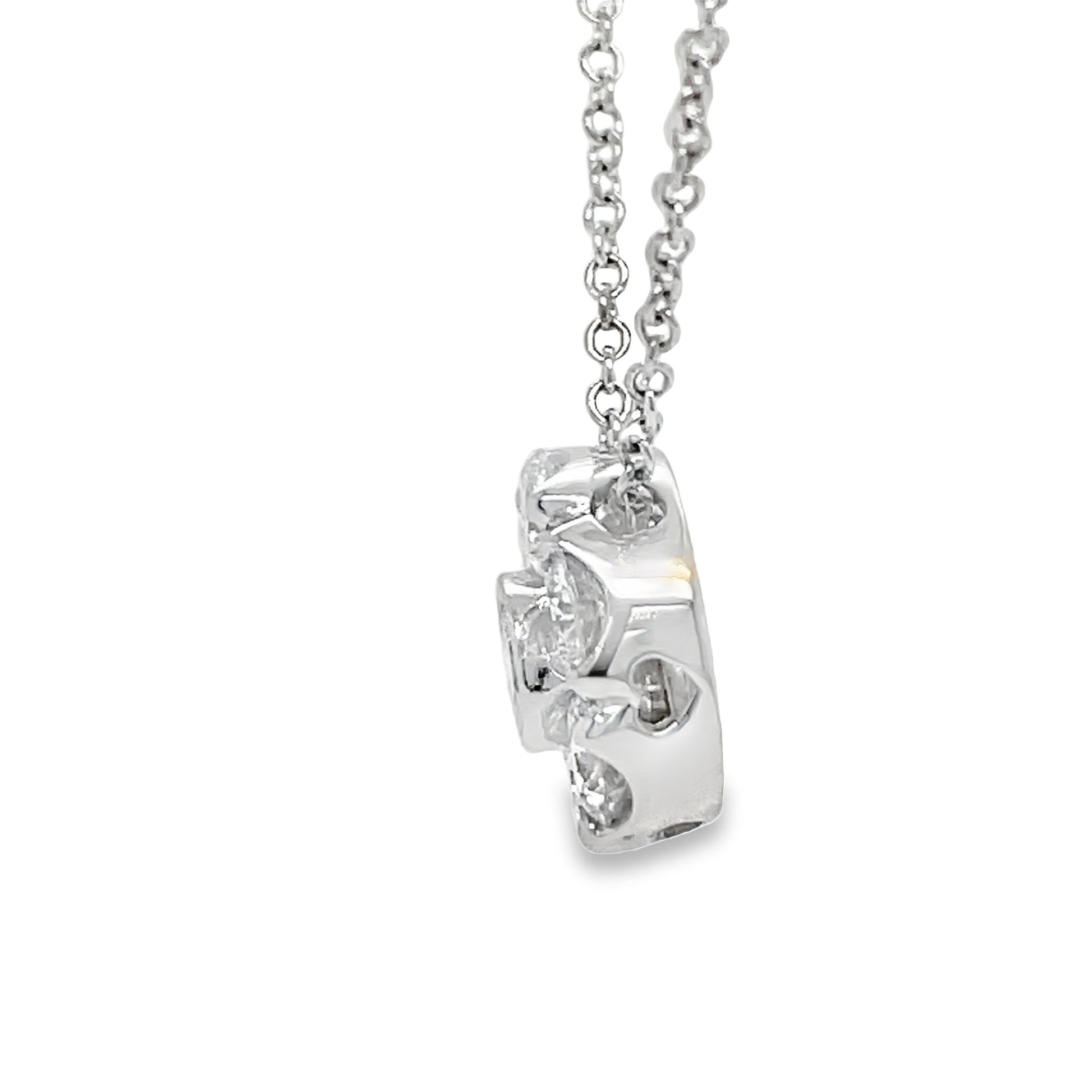18k Flower Diamond Pendant Necklace Profile View