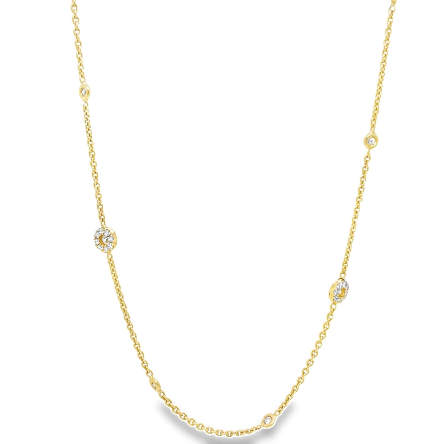 Diamond Rondelle Necklace Yellow Gold 1.00 cts Front view
