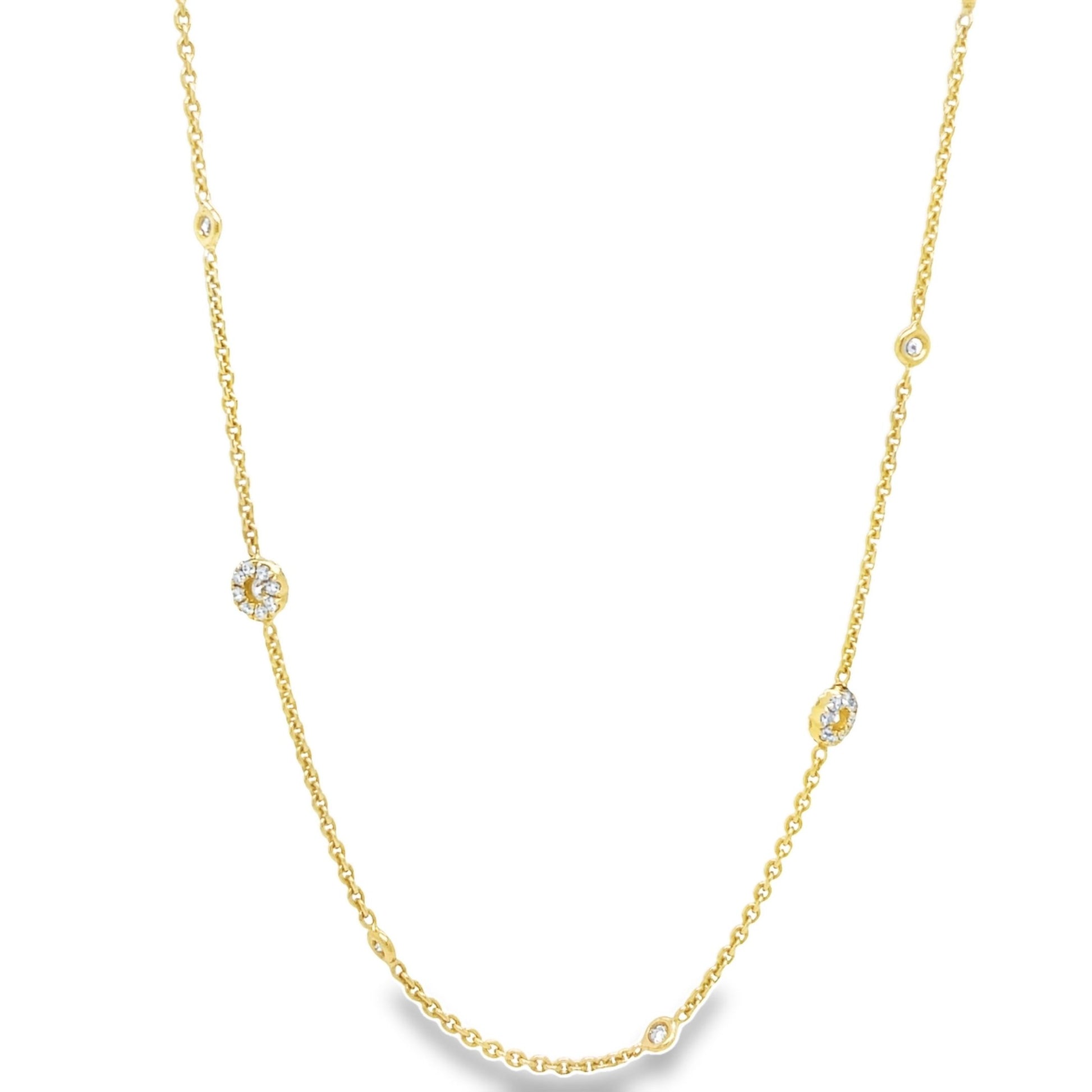 Diamond Rondelle Necklace Yellow Gold 1.00 cts Front view