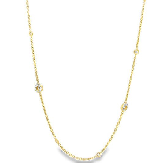 Diamond Rondelle Necklace Yellow Gold 1.00 cts Front view