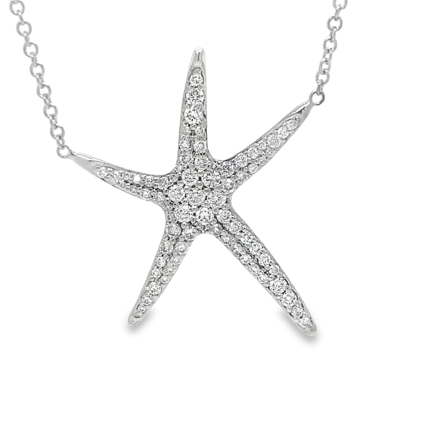 Large Diamond Starfish Pendant White Gold 0.70 cts Front view