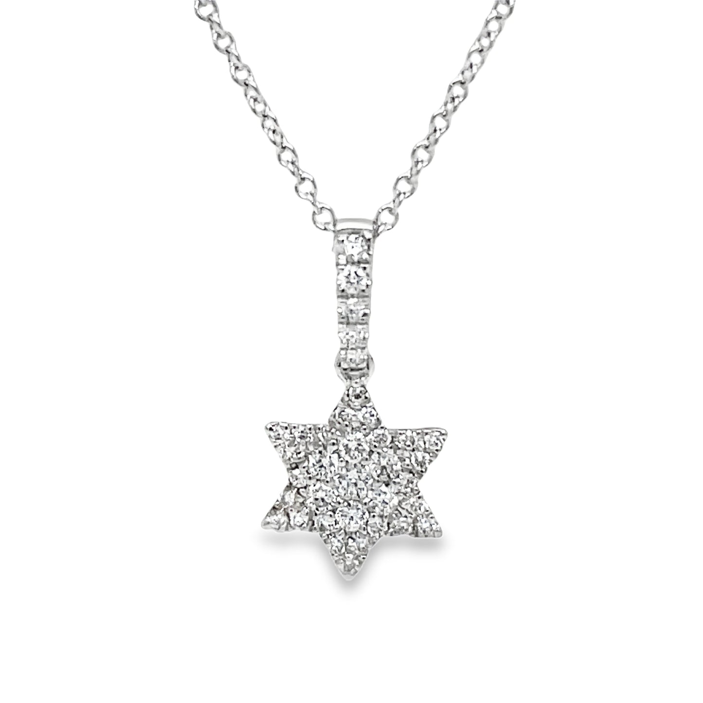 Star of David Diamond Pendant White Gold Front view 