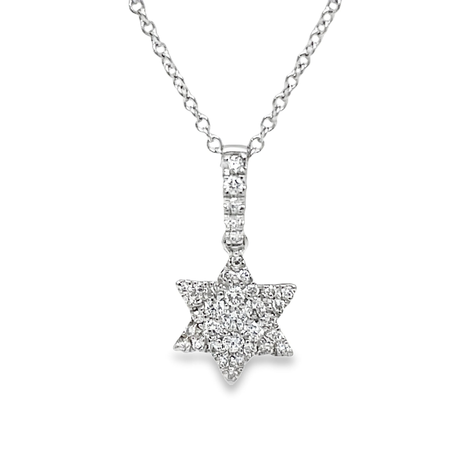 Star of David Diamond Pendant White Gold Front view 