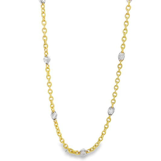 Italian Diamond by the Yard Rolo Link Necklace 2.60 cts Front view