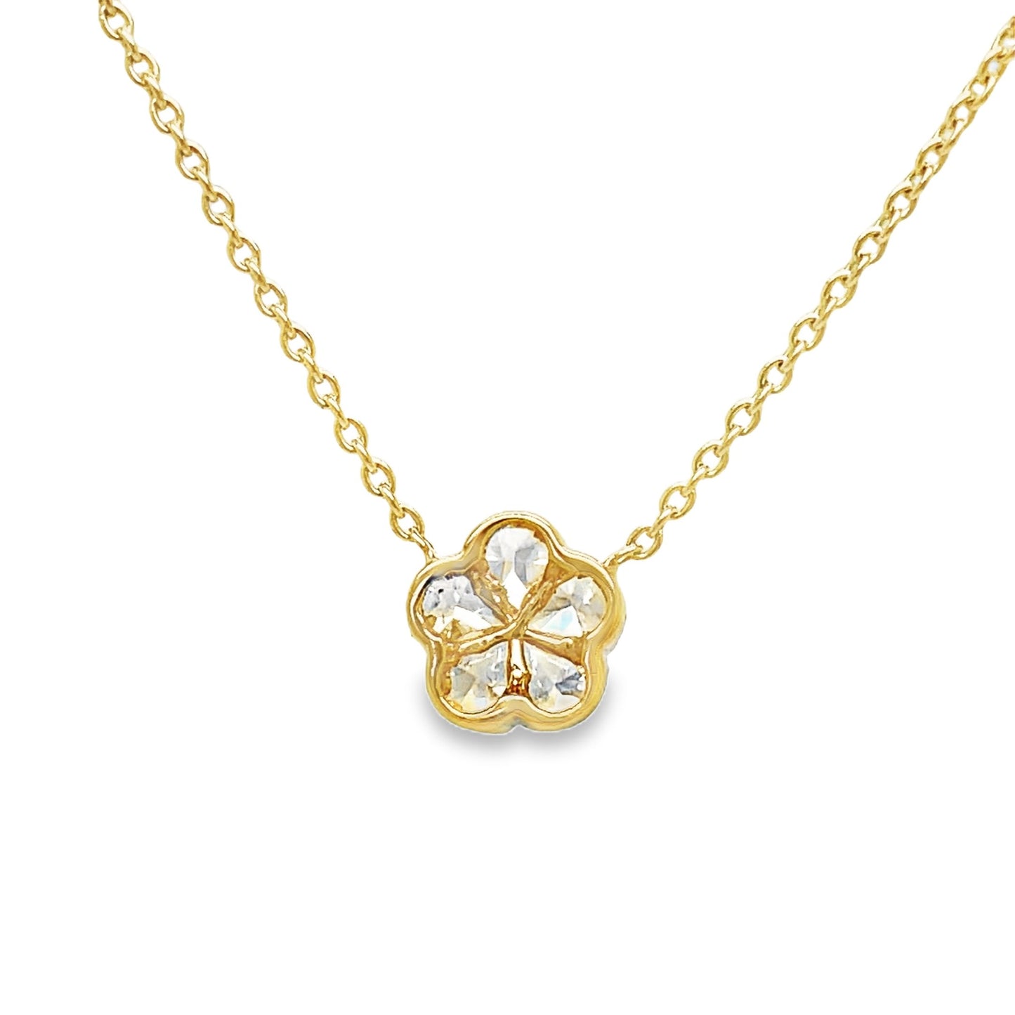 Fancy Yellow Diamond Flower Pendant Necklace Back View