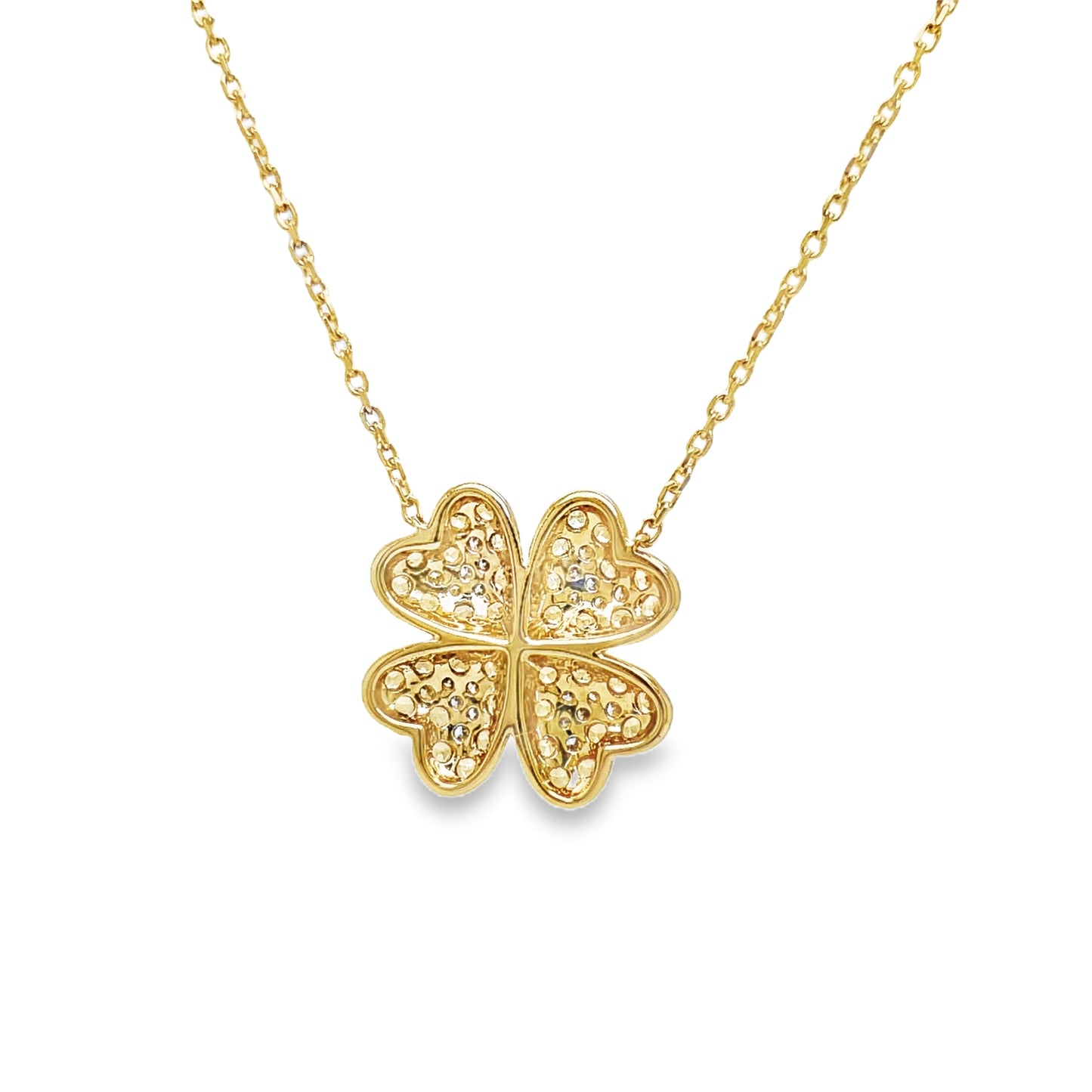 Four Petal Yellow Sapphire & Diamond Pendant Necklace Back View