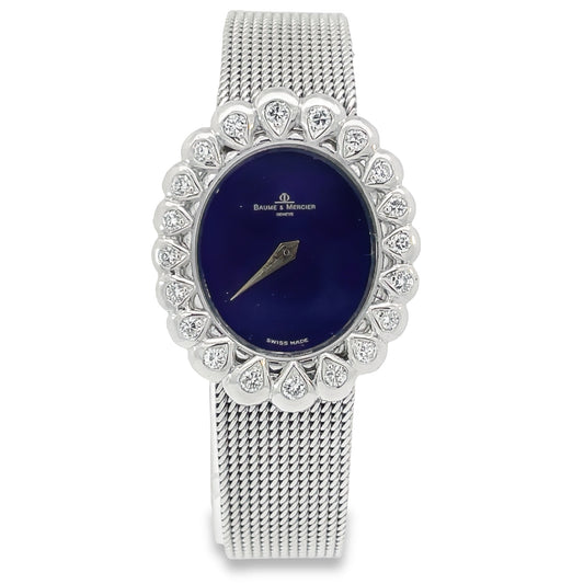 Vintage Diamond Baume Mercier White Gold Ladies Watch Front view 