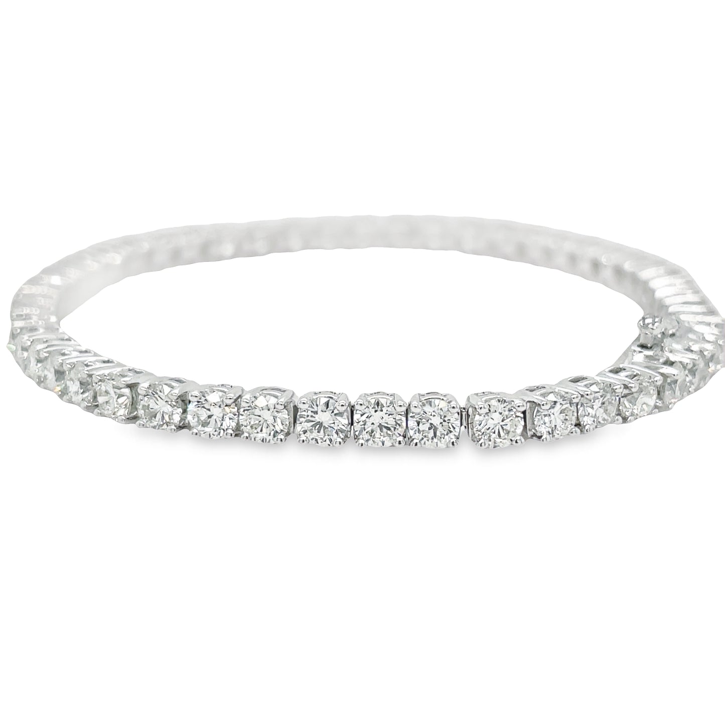 Diamond Line Tennis Bracelet 7.75 cts White Gold Top view clasp fastened