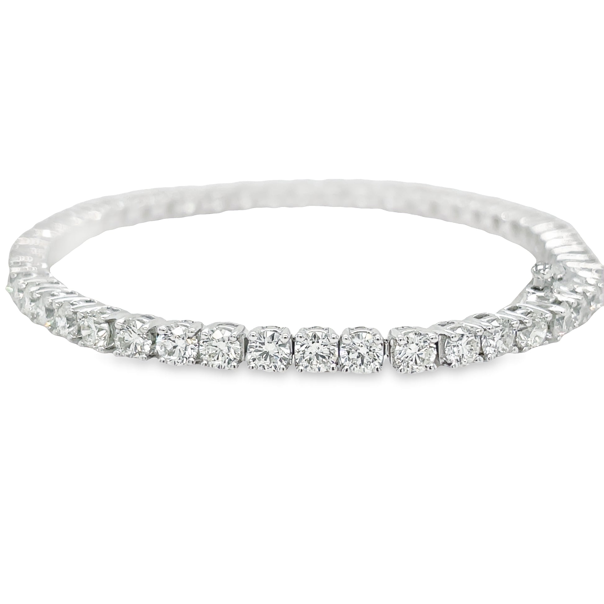 Diamond Line Tennis Bracelet 7.75 cts White Gold Top view clasp fastened