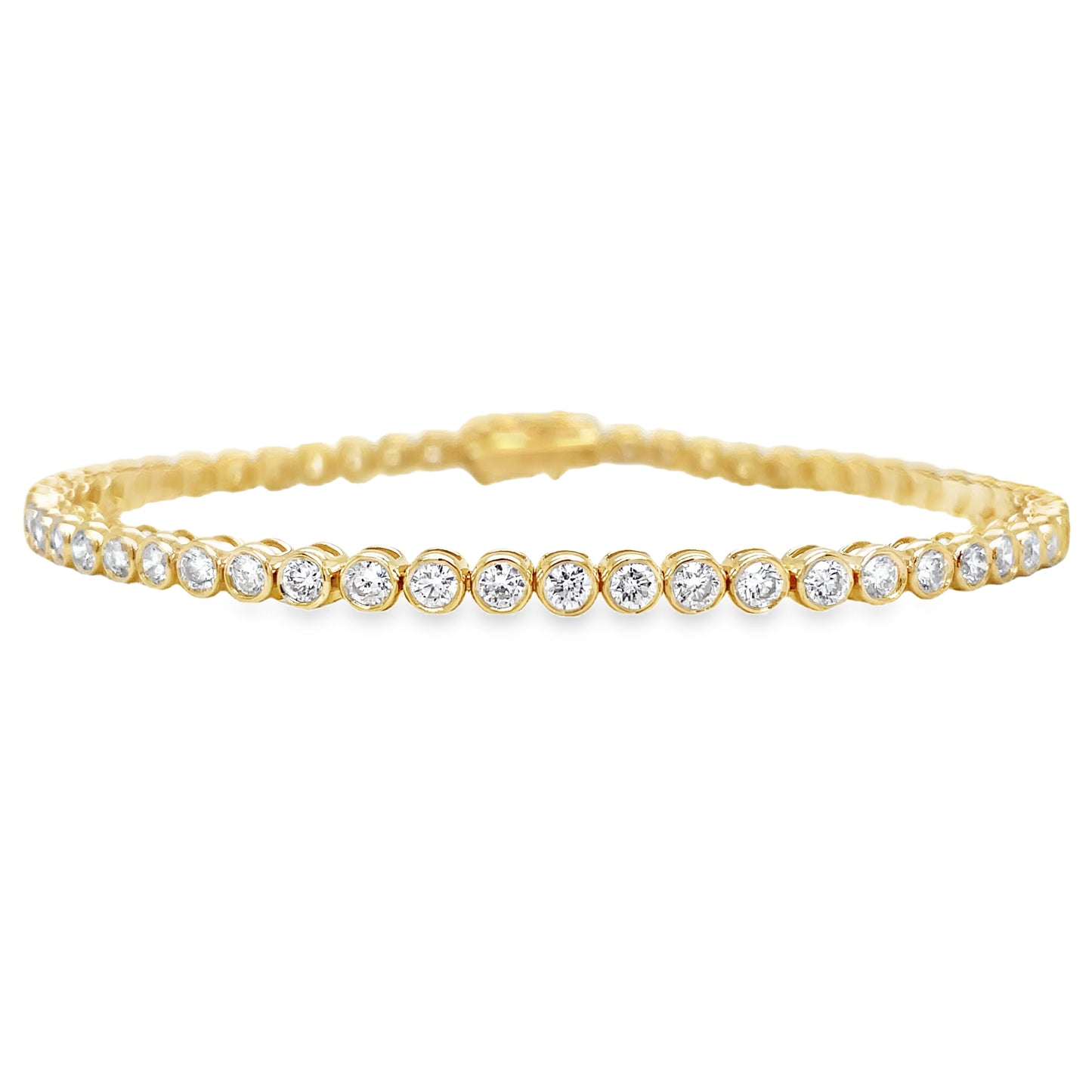 Bezel Diamond Tennis Bracelet 2.92 cts Front View