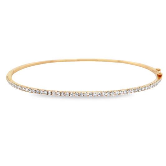Dainty Diamond Bangle Bracelet 0.50 cts Rose Gold Top view clasp fastened