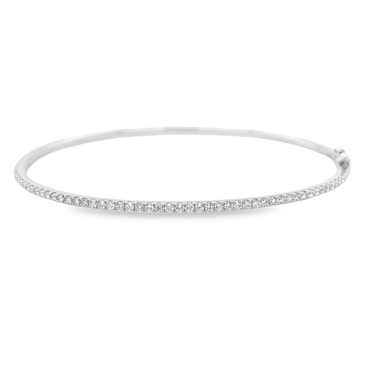 Top view of 18K Dainty Diamond Bangle Bracelet 0.50 cts White Gold