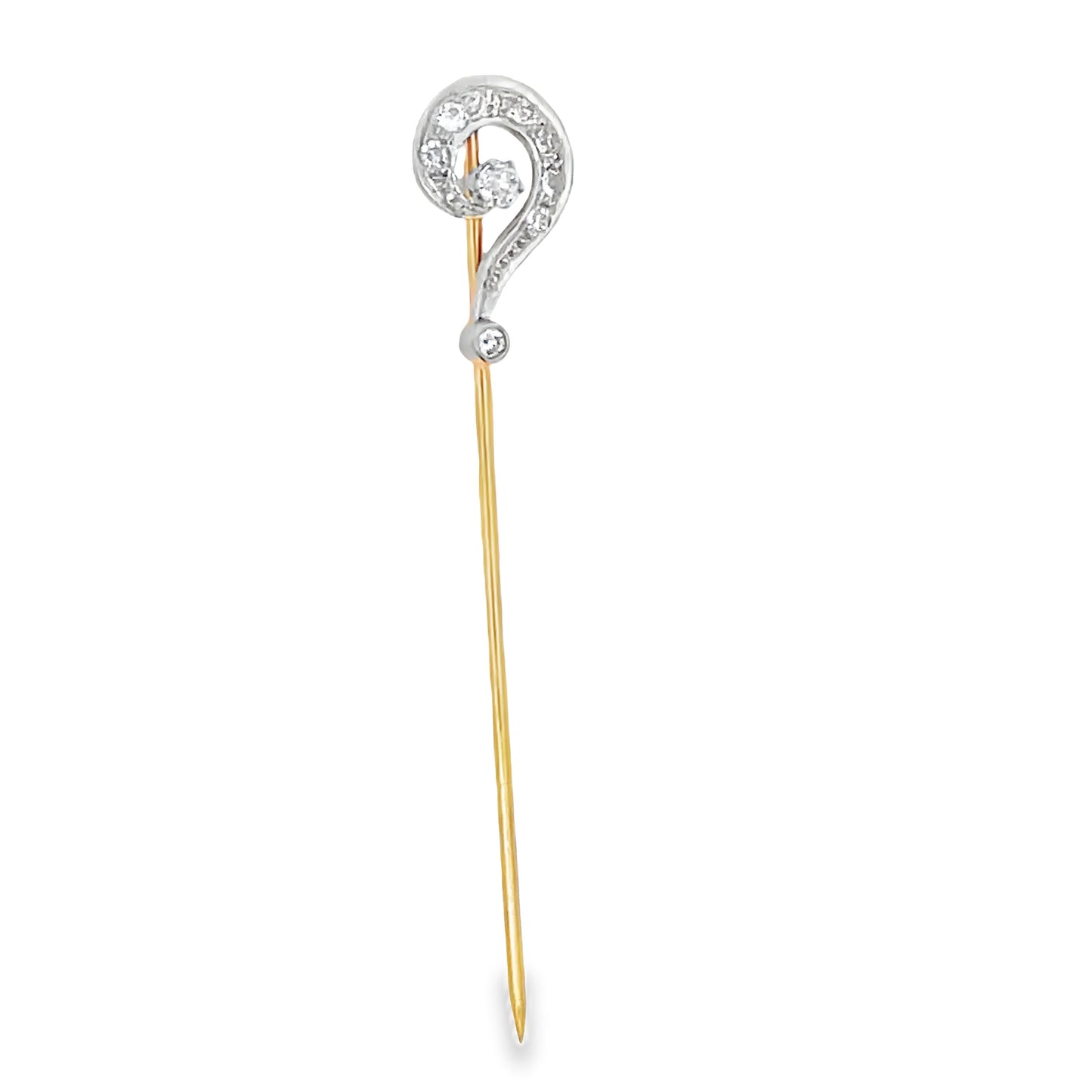 Estate 14k Two Tone Gold Diamond Musical Note Pin
