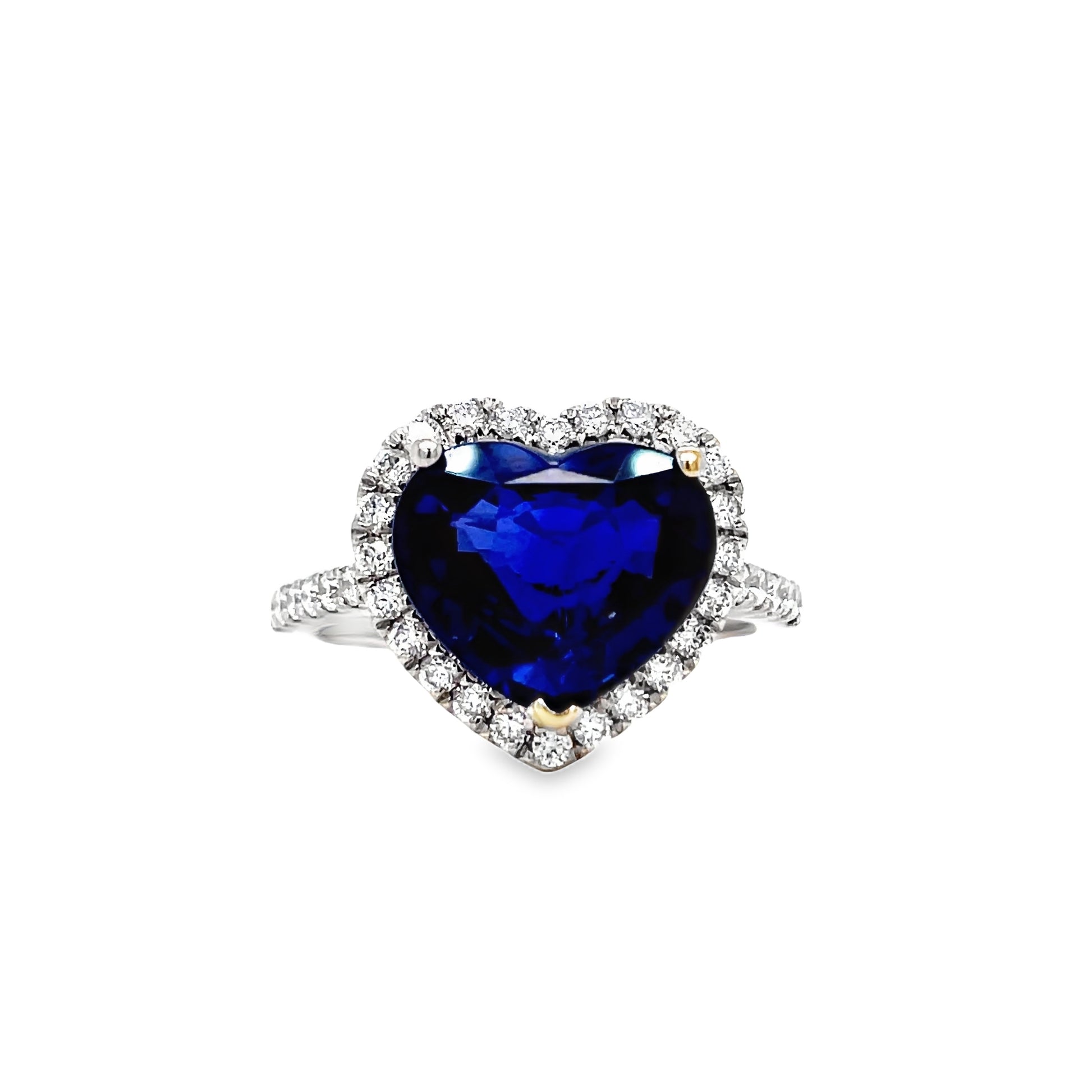 Heart Shape Sapphire and Diamond Ring Front view