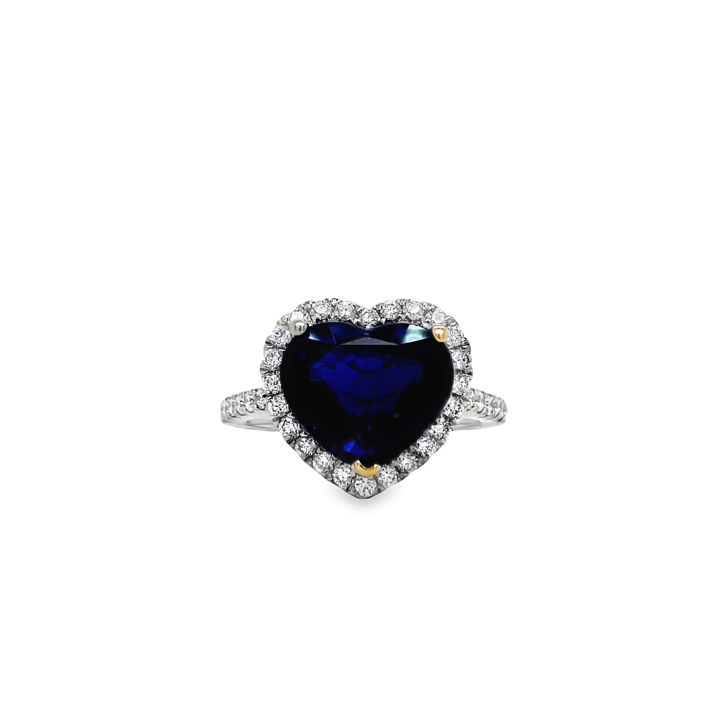 Heart Shape Sapphire and Diamond Ring Front view