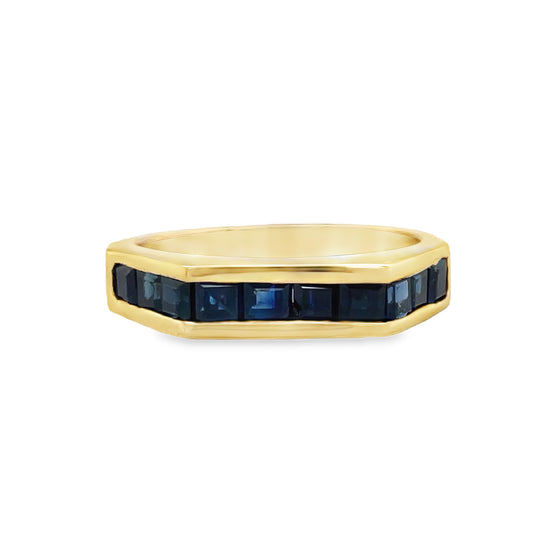 Front view of 18k Yellow Gold Estate Stackable Sapphire Ring