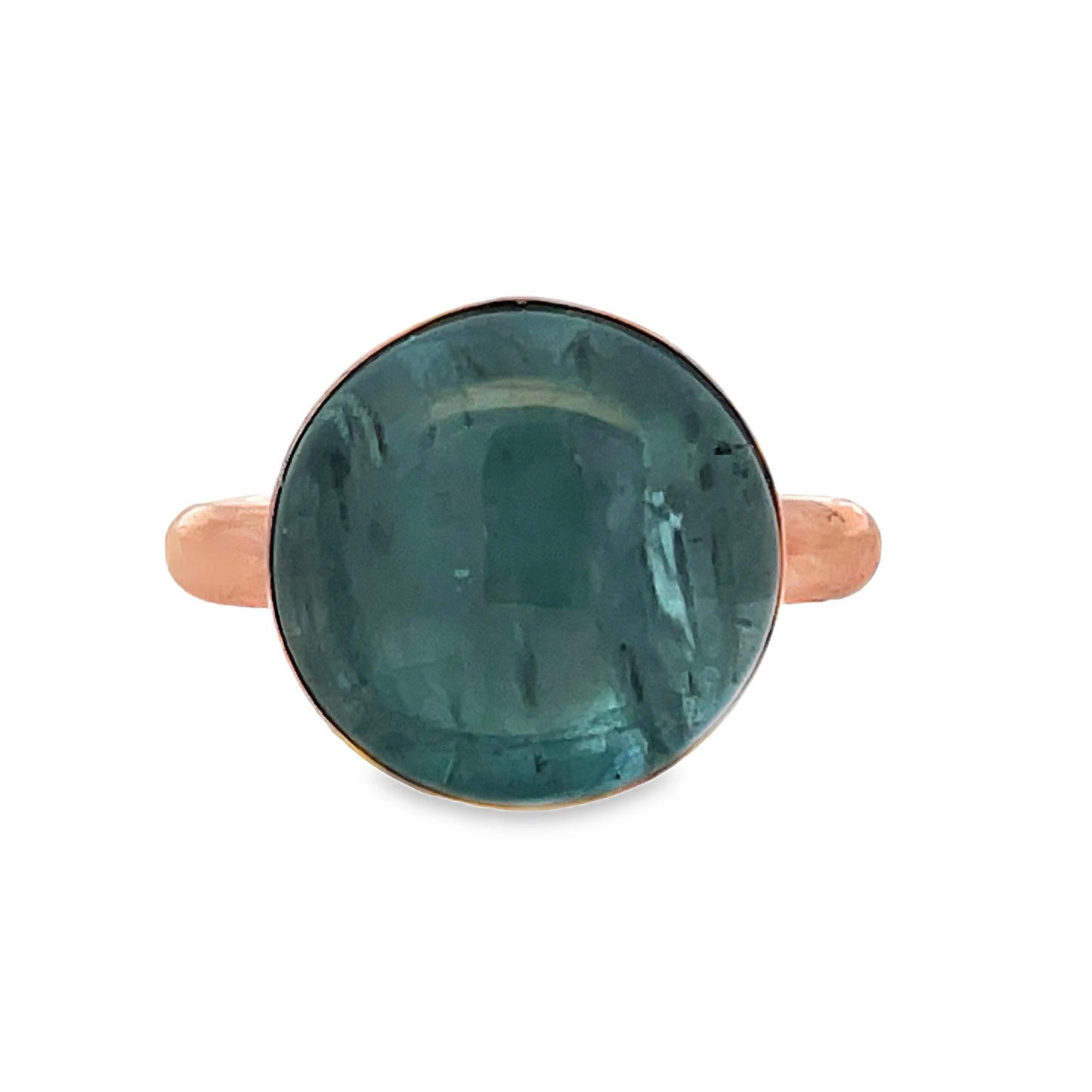 Front view of Large Cabochon Chalcedony Chunky 14k Rose Gold Ring 