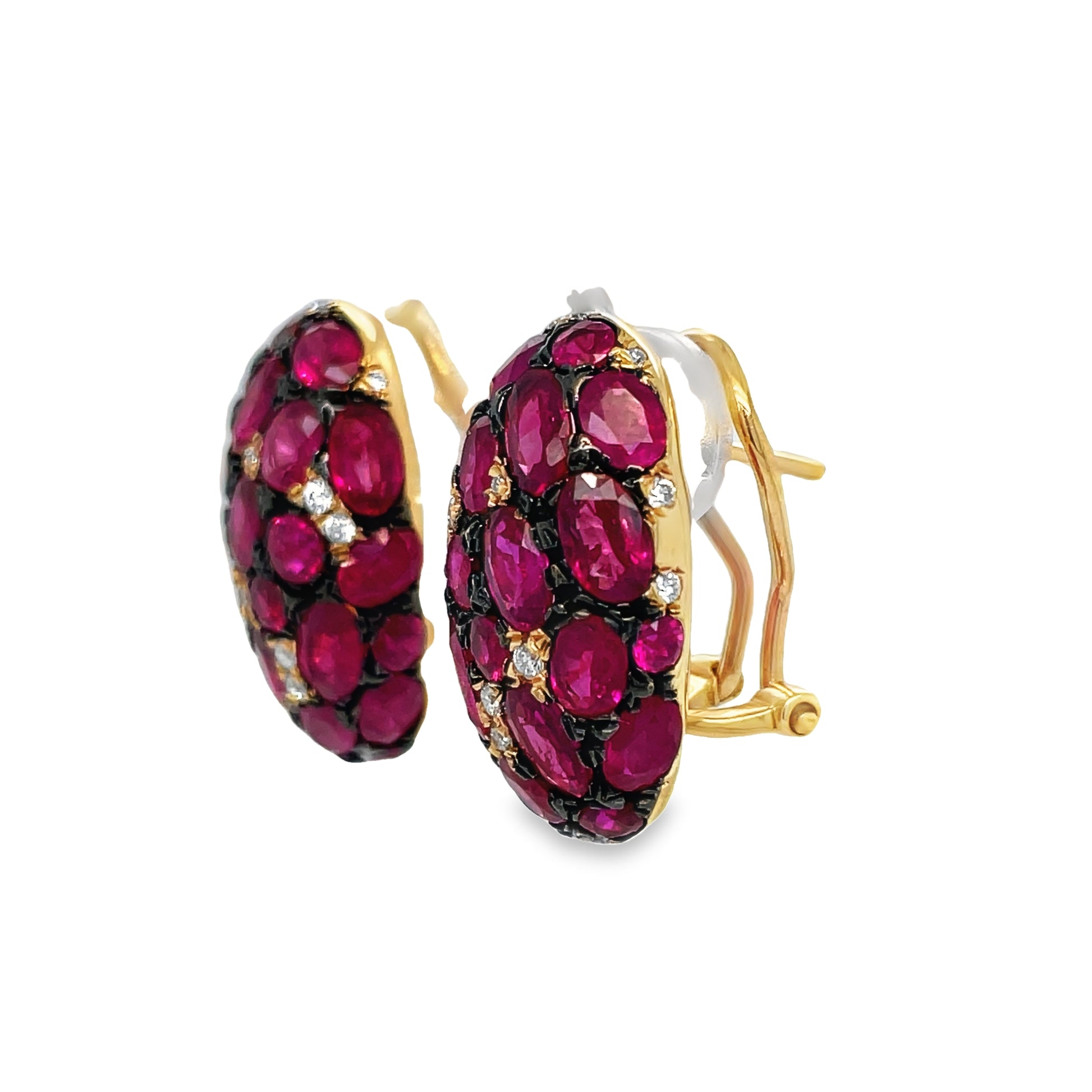 Ruby & Diamond Large Snake Like Head Earrings Side view 