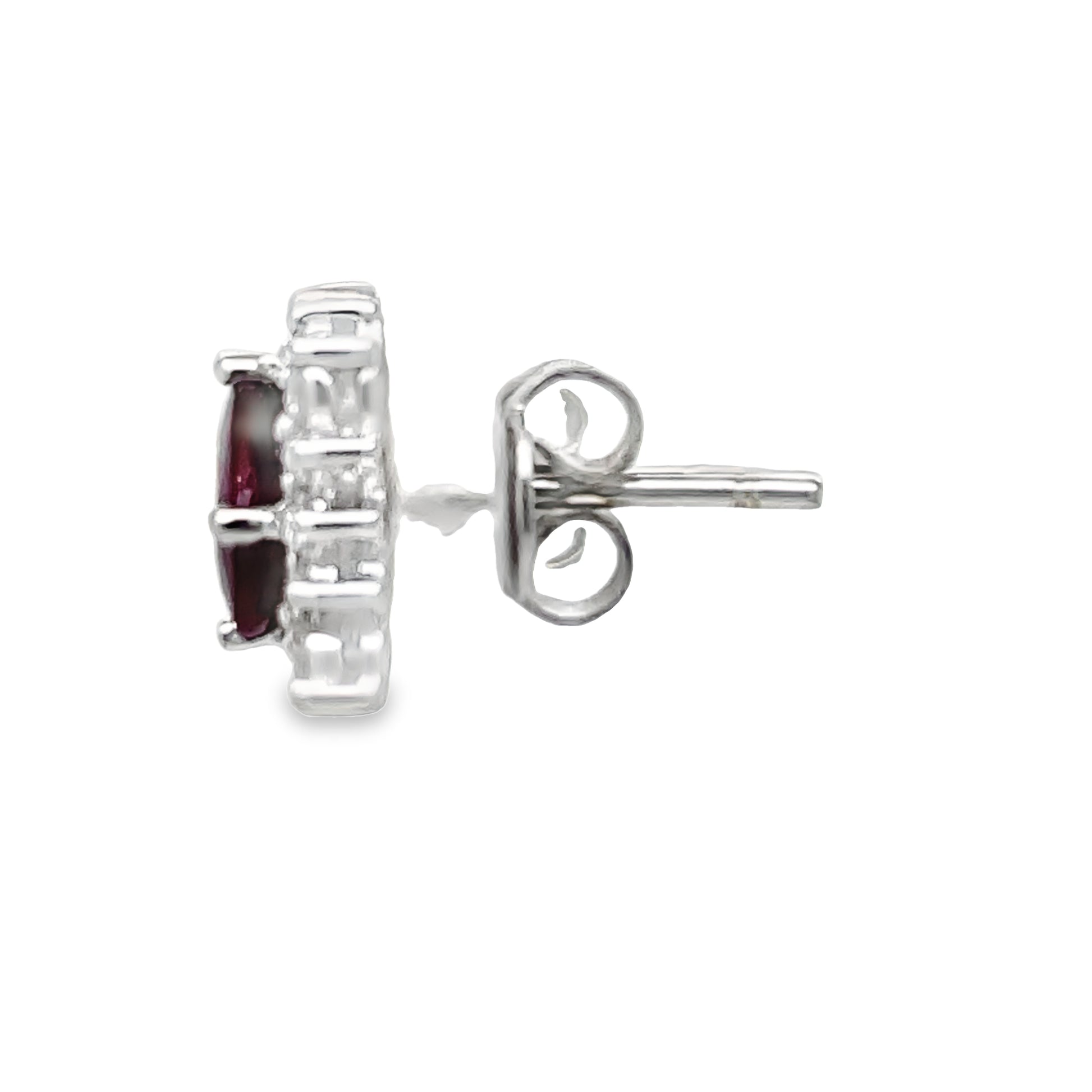 Ruby & Diamond Stud Earrings Profile View