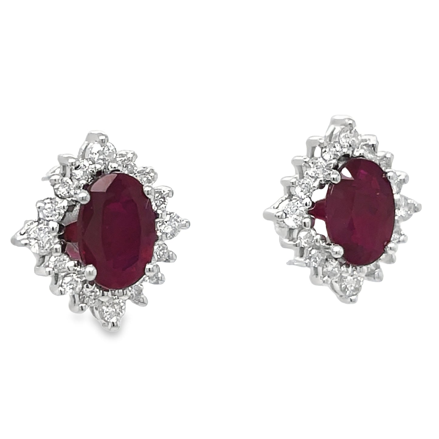Ruby & Diamond Stud Earrings Side view