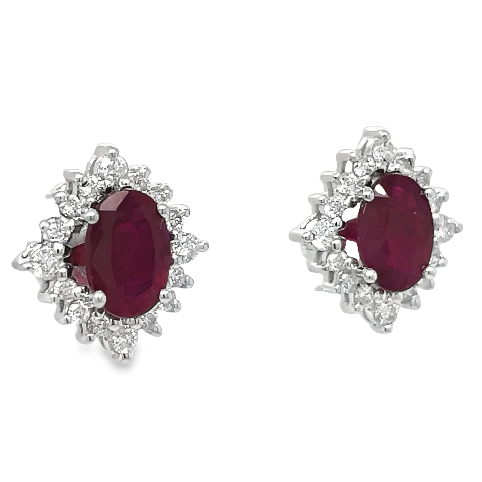 Ruby & Diamond Stud Earrings Side view