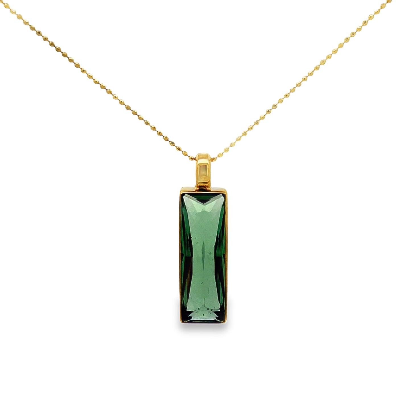 Front view of 18k Green Tourmaline Charms