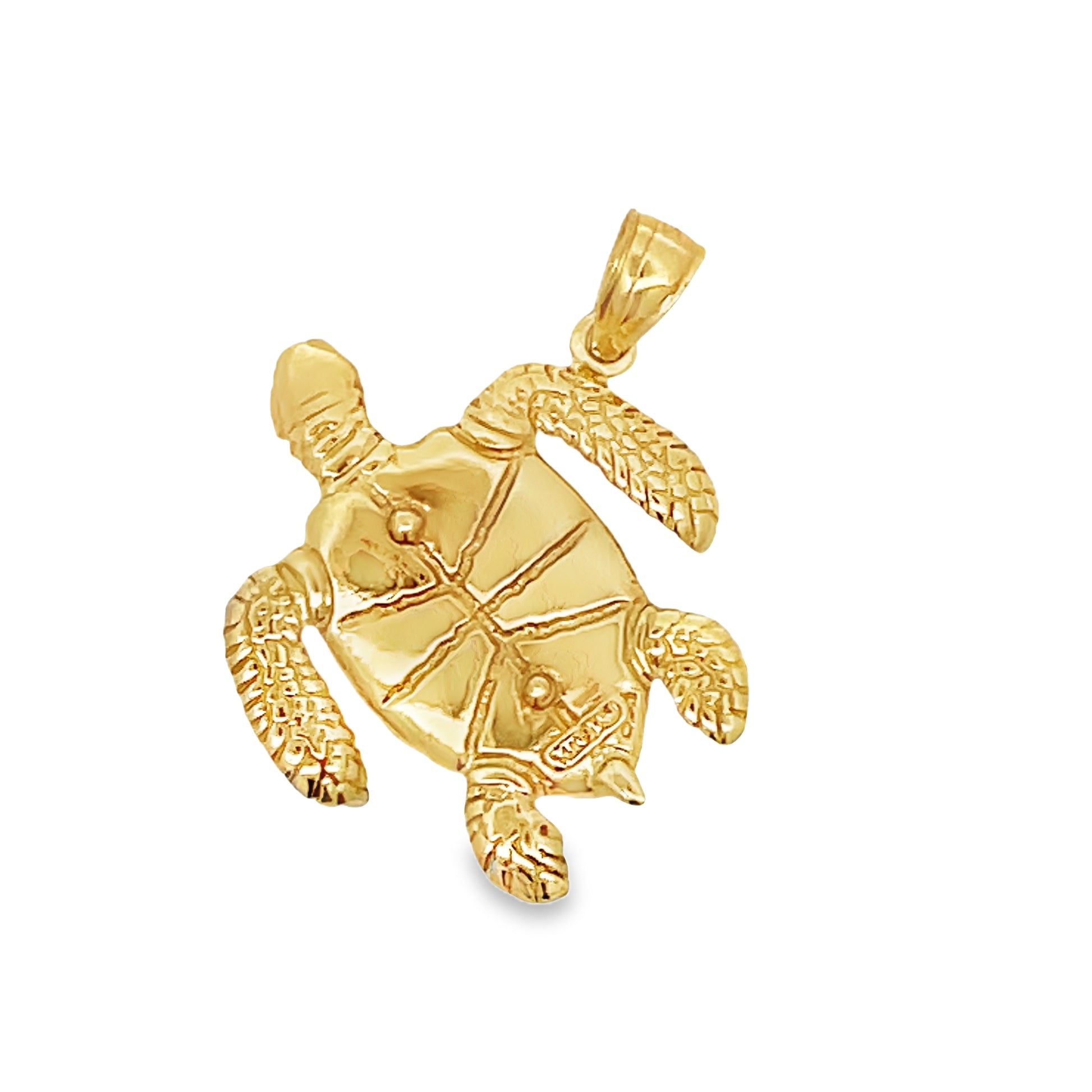 Top view of Enamel Yellow Gold Turtle Pendant