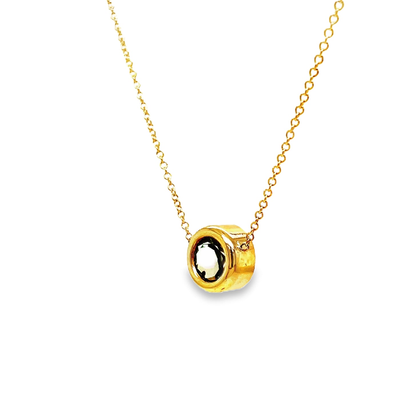 Praziolite Gold Bezel Pendant Necklace Side view