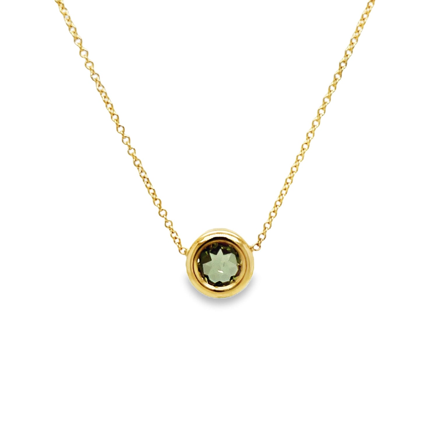 Praziolite Gold Bezel Pendant Necklace Back View