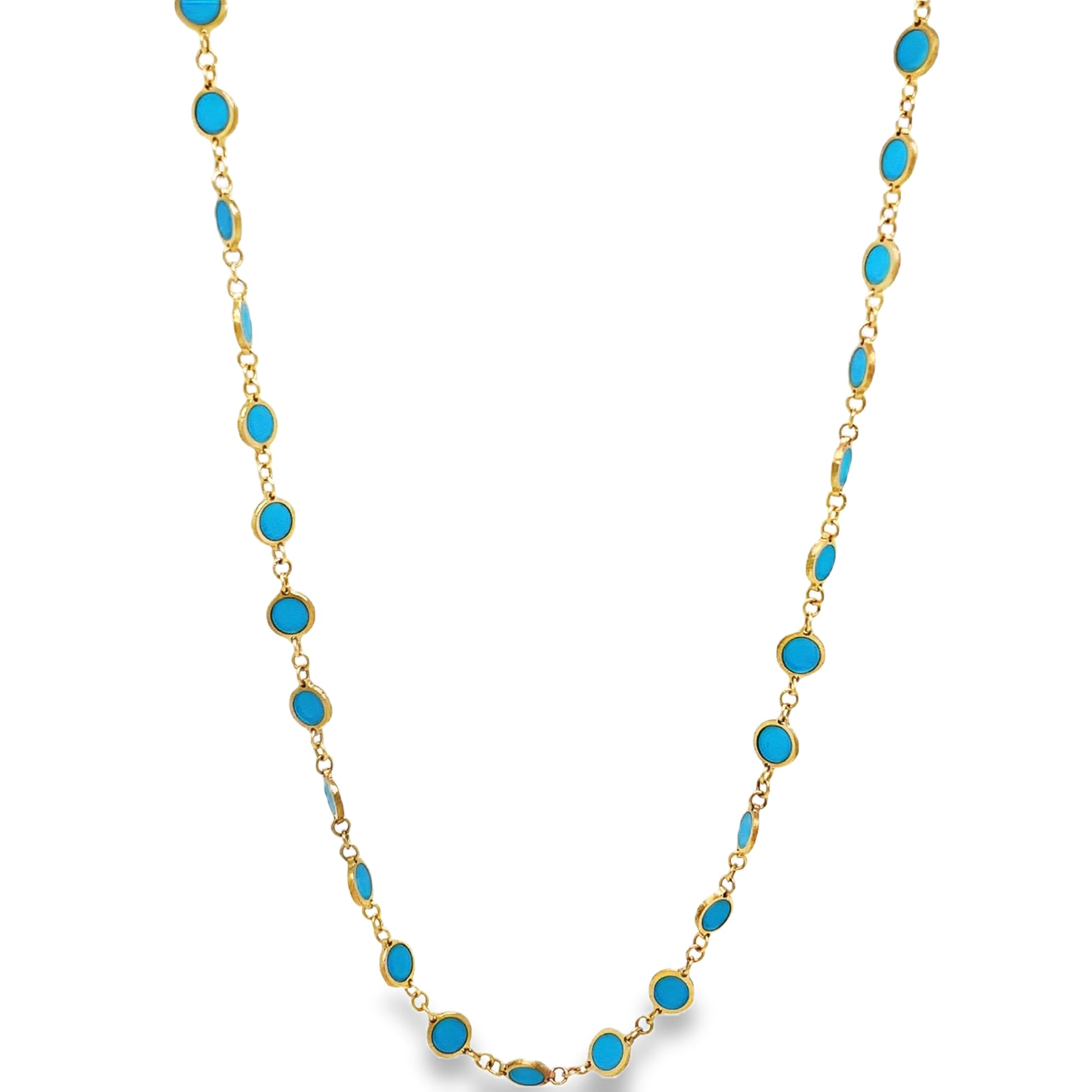 Turquoise Disk Necklace Side view