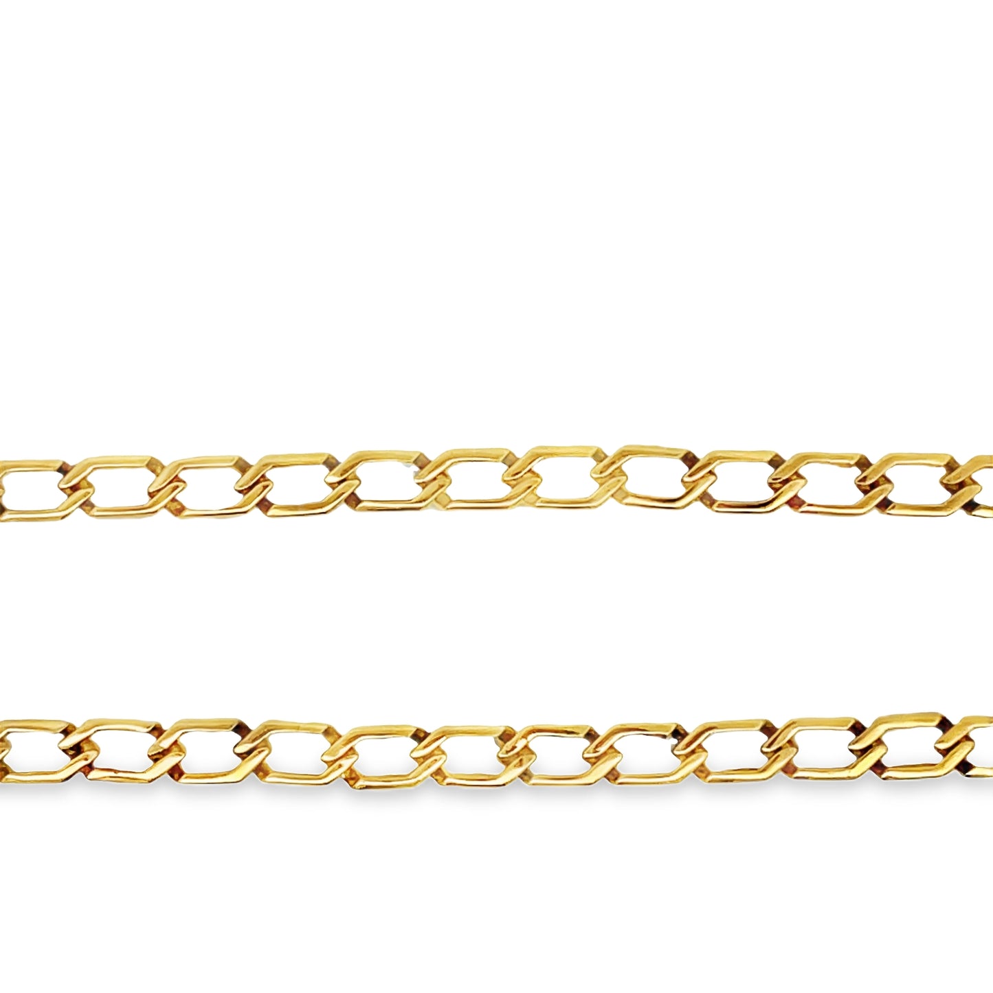 Top view of Estate 18k Yellow Gold Pink Tourmaline and Diamond Fancy Link Necklace 