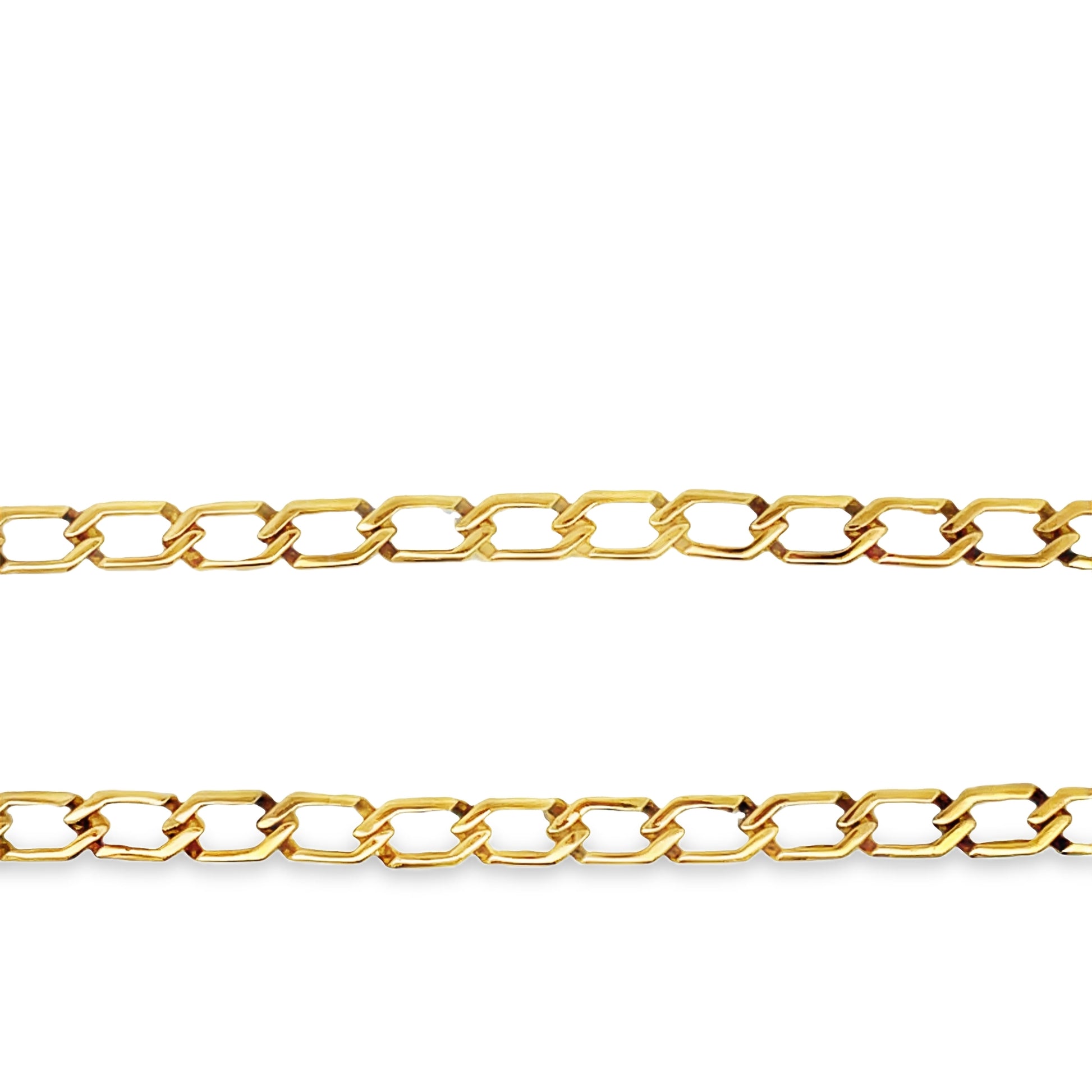 Top view of Estate 18k Yellow Gold Pink Tourmaline and Diamond Fancy Link Necklace 