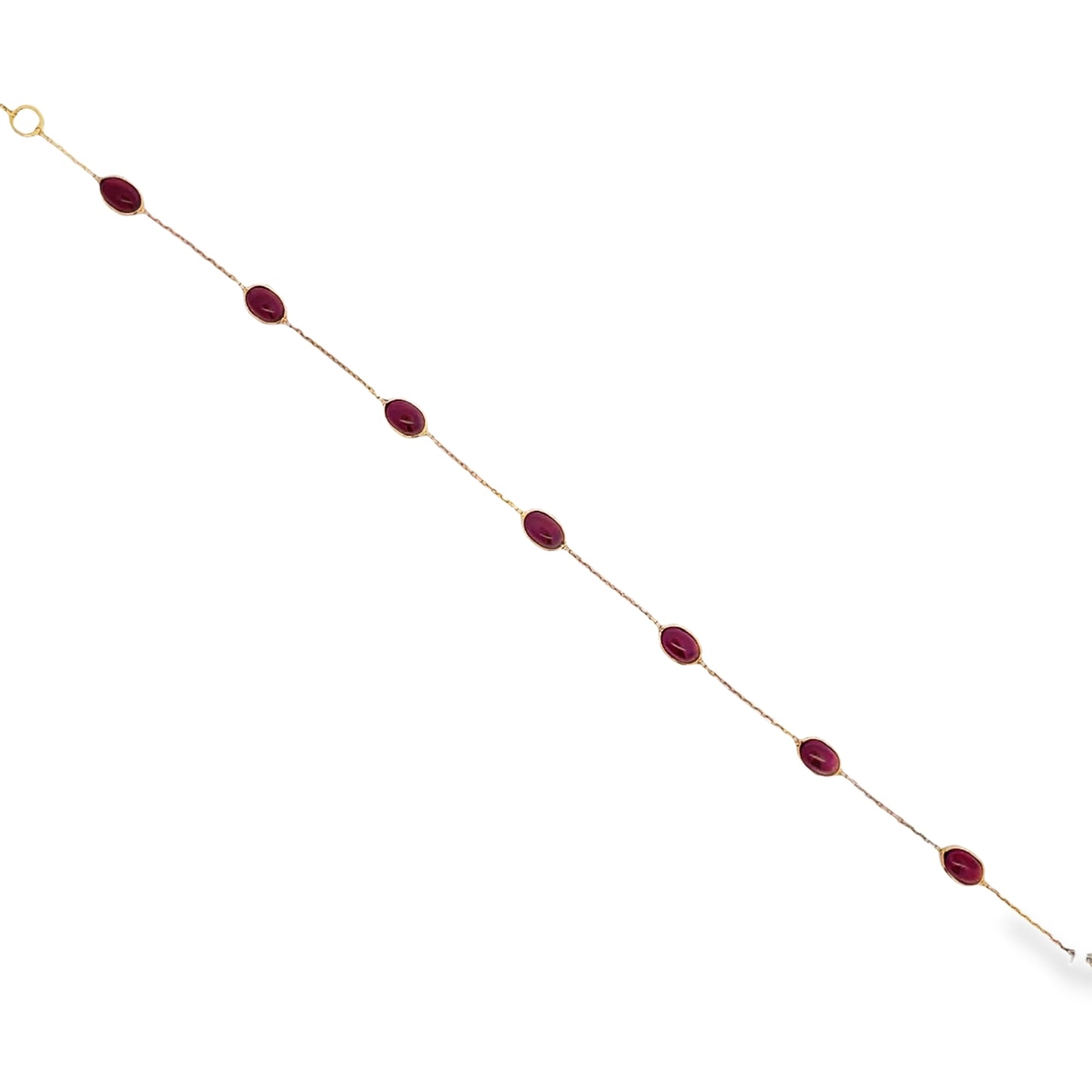 Top view of 18k Yellow Gold Cabochon Tourmalines