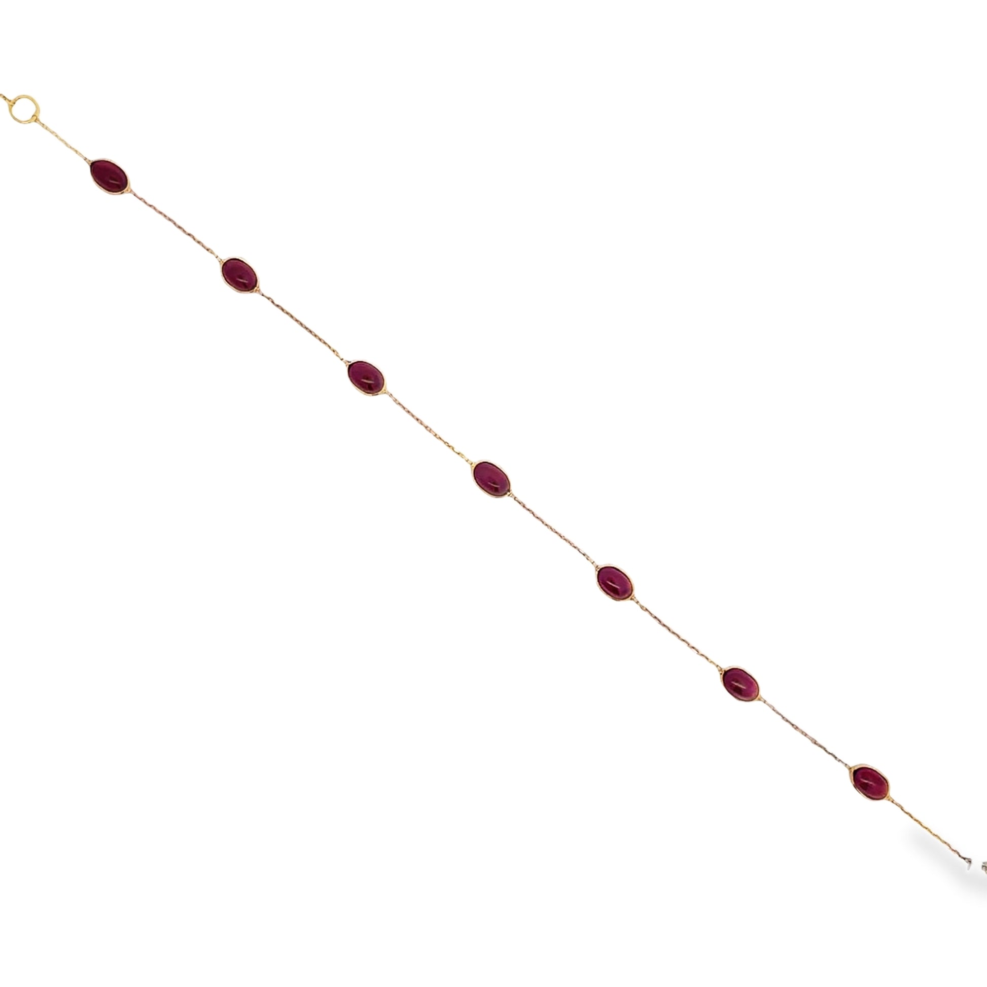 Top view of 18k Yellow Gold Cabochon Tourmalines