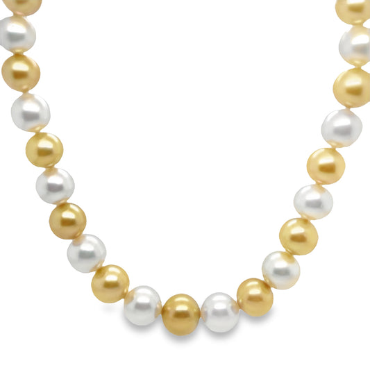 Front view of Golden South Sea Pearl Necklace 13.00 mm to 10.00 mm