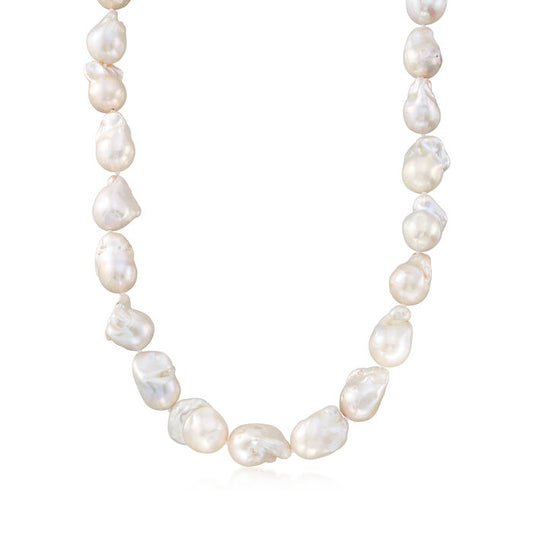 Front view of Freshwater Baroque Pearl Necklace 28.00 x 15.00 mm