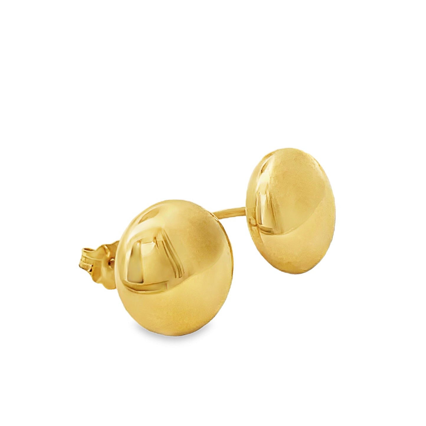 Side view of 14k Yellow Gold Flat Stud Earrings 11.00 mm size 