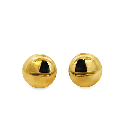 Front view of 14k Yellow Gold Flat Stud Earrings 11.00 mm size 
