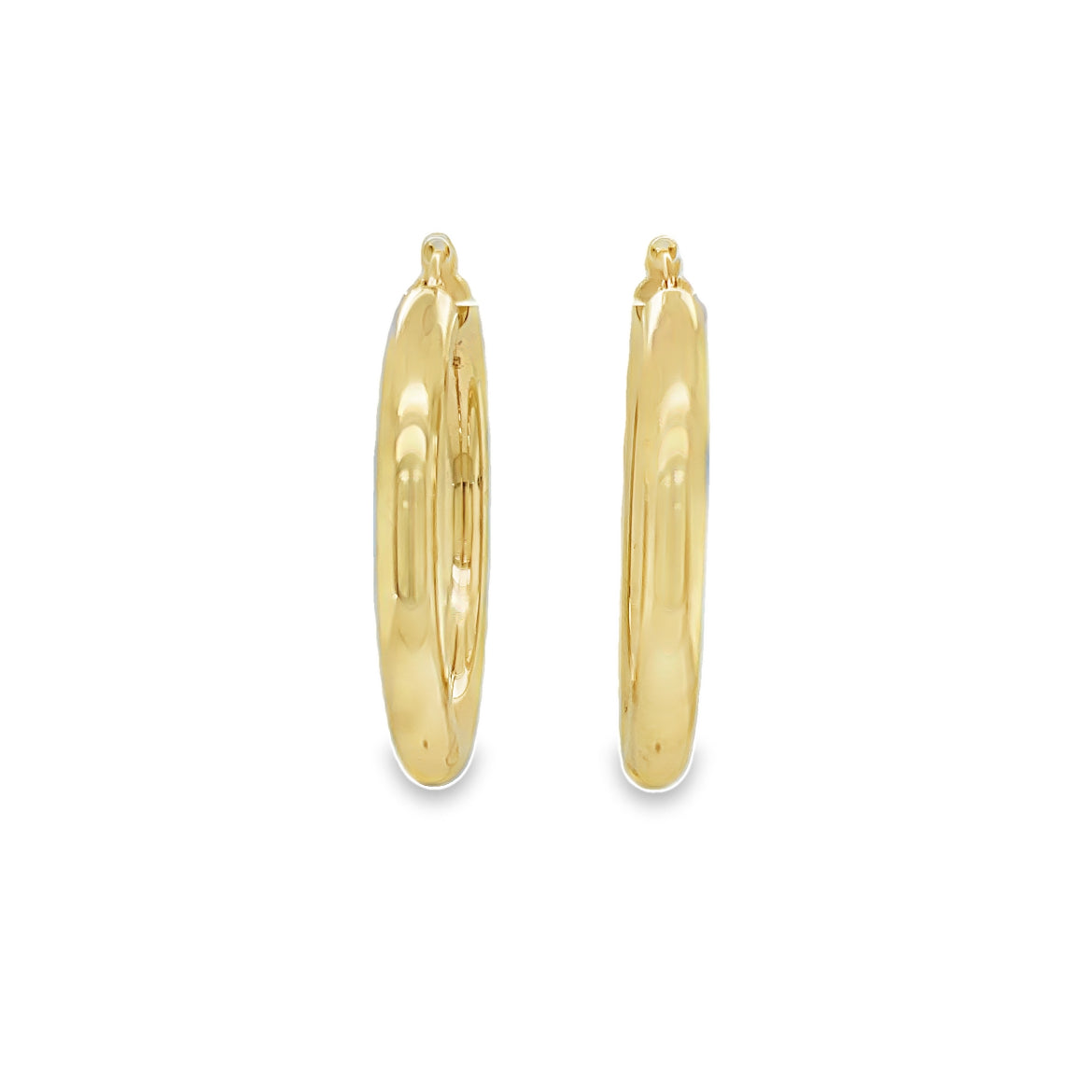 14k Italian Yellow Gold Hoop Earrings 5.00 mm Front view