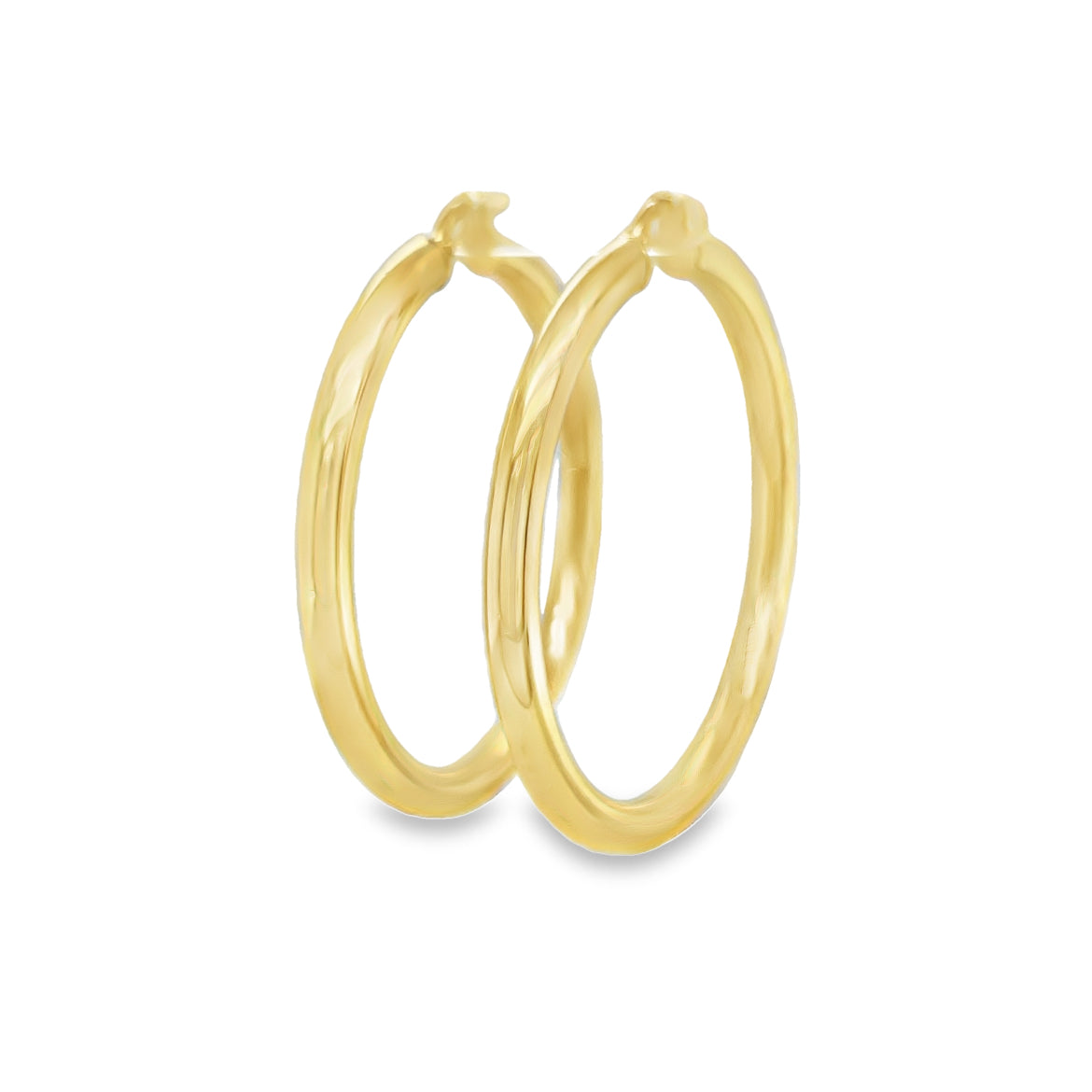 14k Italian Yellow Gold Hoop Earrings 4.00 mm Side view
