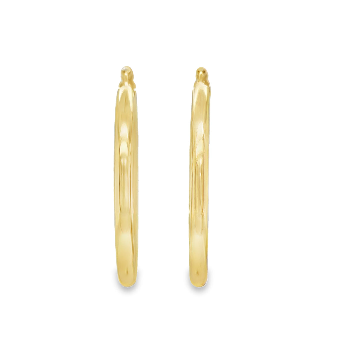 14k Italian Yellow Gold Hoop Earrings 4.00 mm Front view
