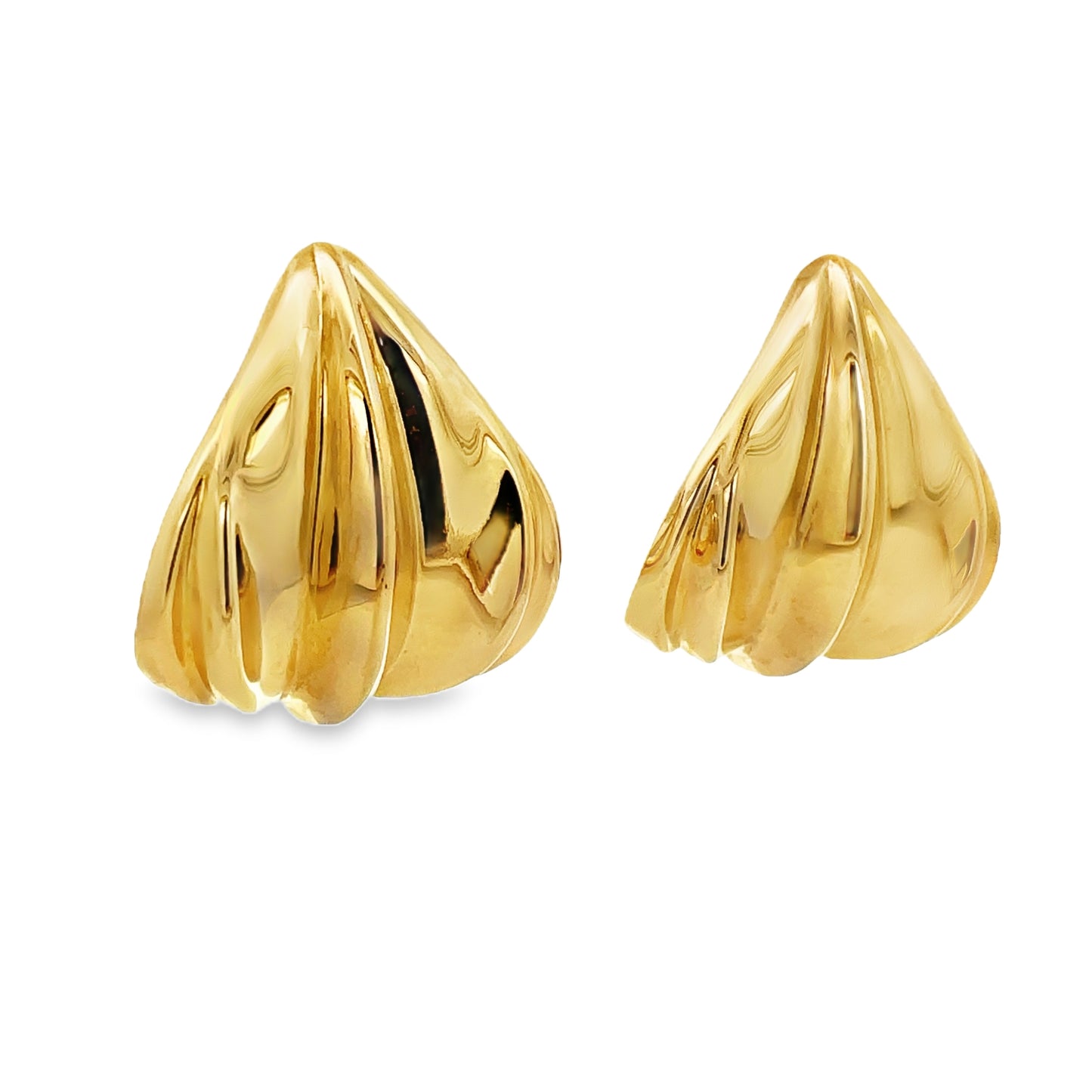 Side view of 14k Yellow Gold Italian Made Large Yellow Gold Fancy Earrings 