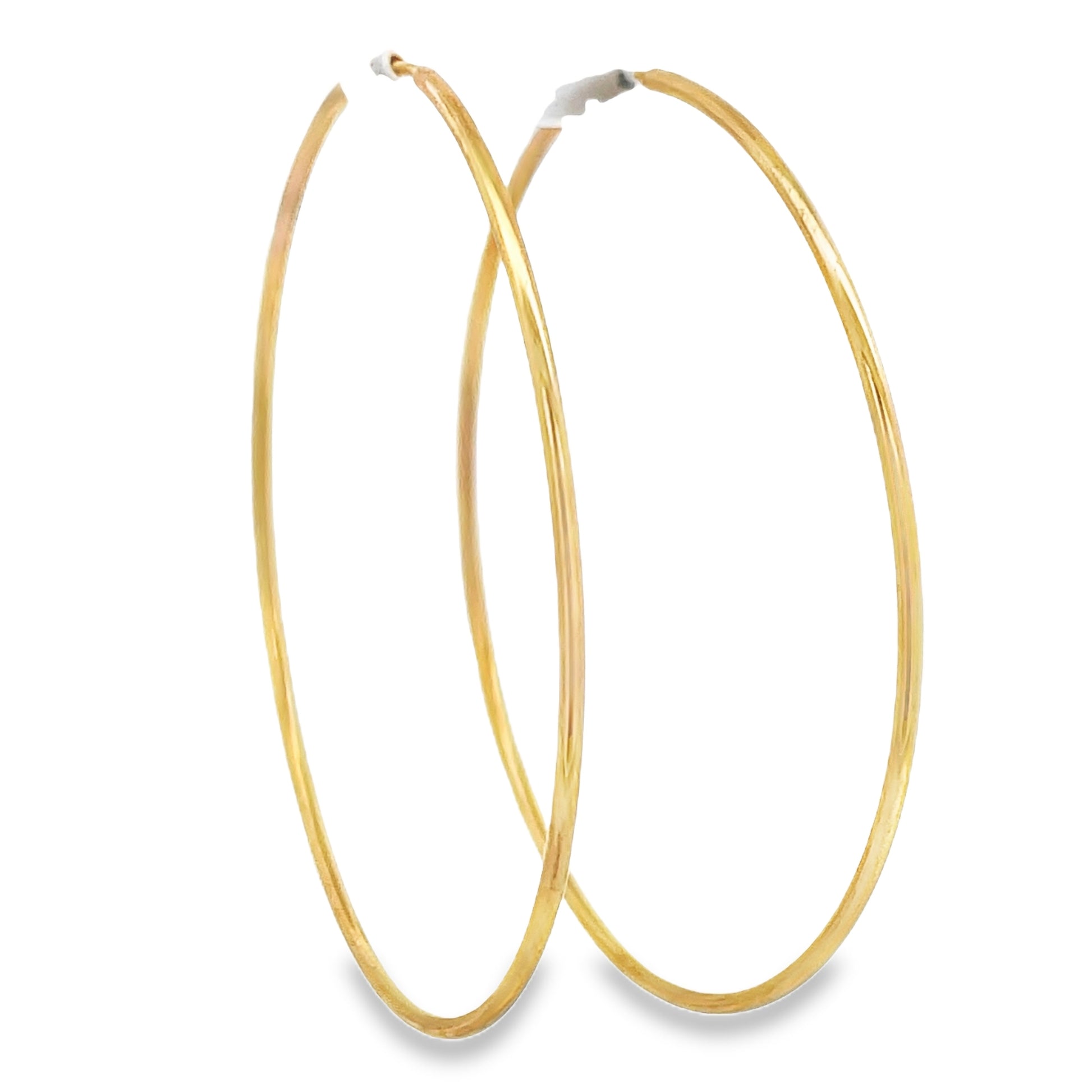 Front view of 18k Yellow Gold Large Hoop Earrings 1.70 mm