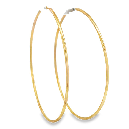 Front view of 18k Yellow Gold Large Hoop Earrings 1.70 mm