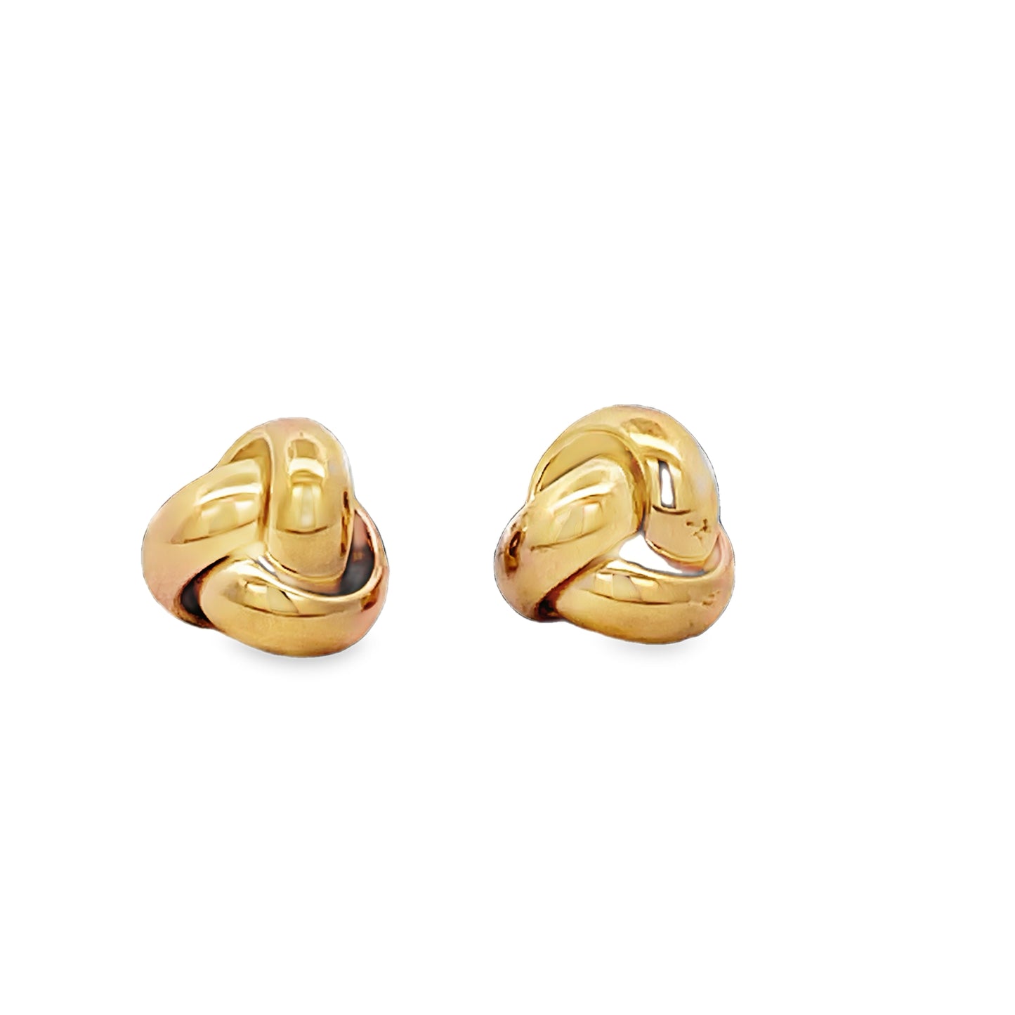 Front view of 14k Italian Yellow Gold Love Knot Stud Earrings 11.00 mm 