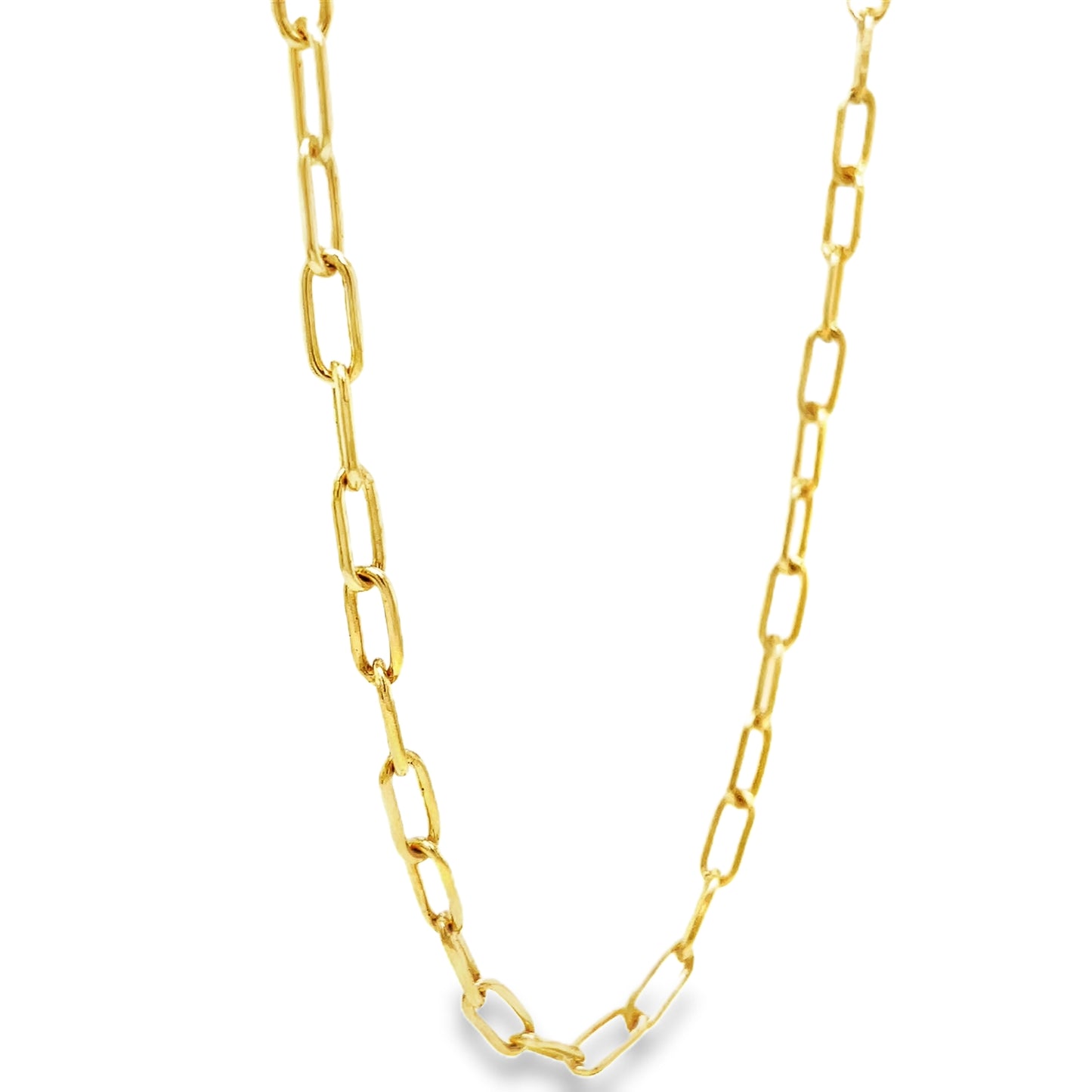 14K Italian Solid Gold Fancy Link Chain Necklace 20" Side view 