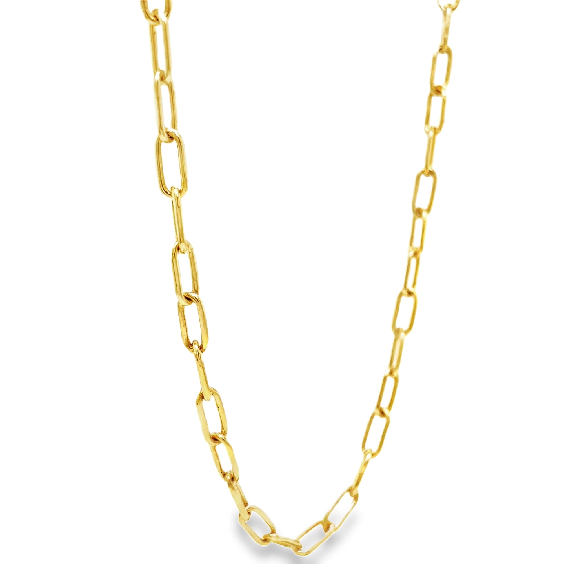 14K Italian Solid Gold Fancy Link Chain Necklace 20" Side view 
